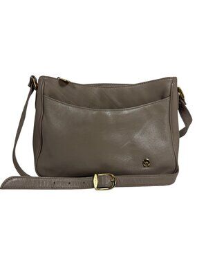 Vintage 90s ETIENNE AIGNER Medium Taupe Leather Shoulder Crossbody Bag